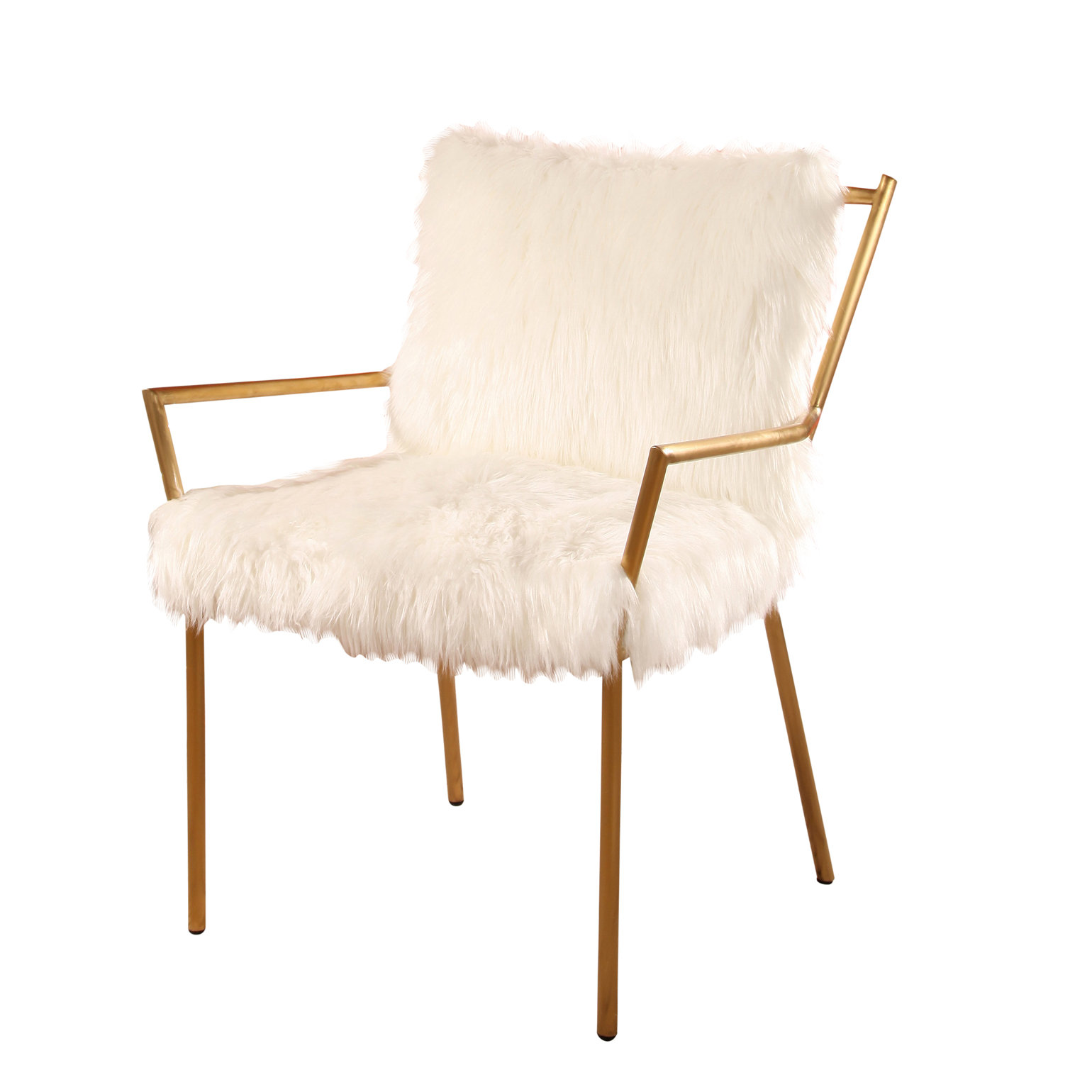 Mercer41 Hillingdon Stainless Steel Faux Fur Arm Chair | Wayfair.ca